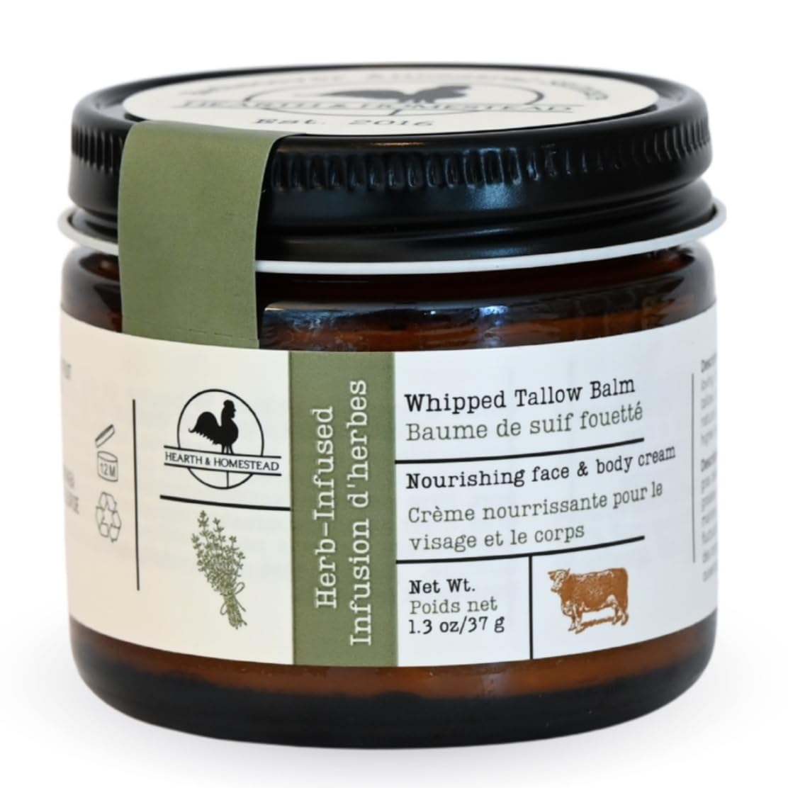 Hearth and Homestead: Handmade Whipped Tallow Balm (Unscented/Herb-Infused) - Organic Body Butter with Infused Olive Oil, for Eczema, Rosacea, Baby - 1.3 oz - Image 8