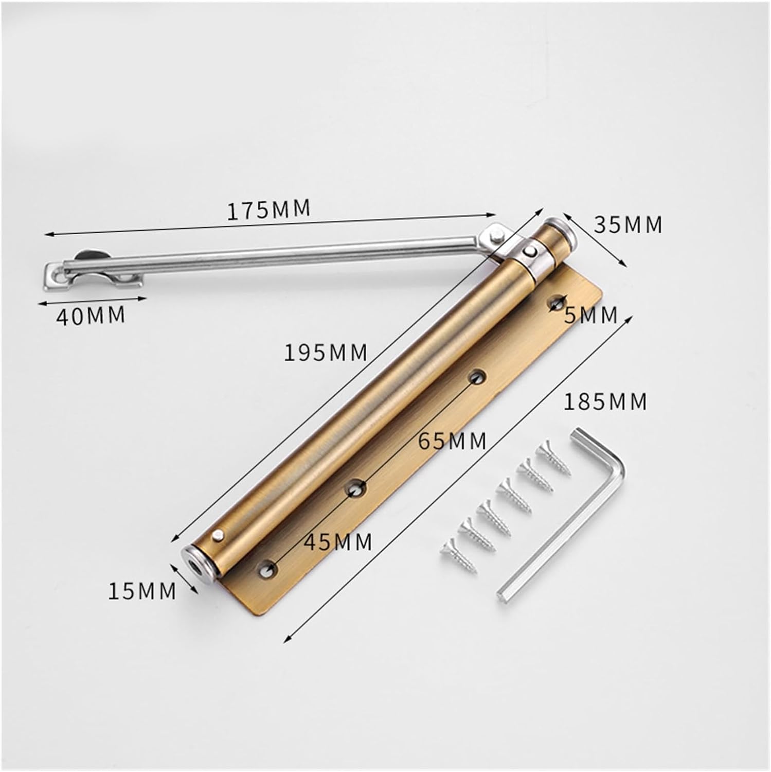 Automatic Door Closer,Door Closers, Automatic Light Simple Invisible Door Spring Buffer Furniture Door Hardware Stainless Steel Door Opener(Yellow Bronze)