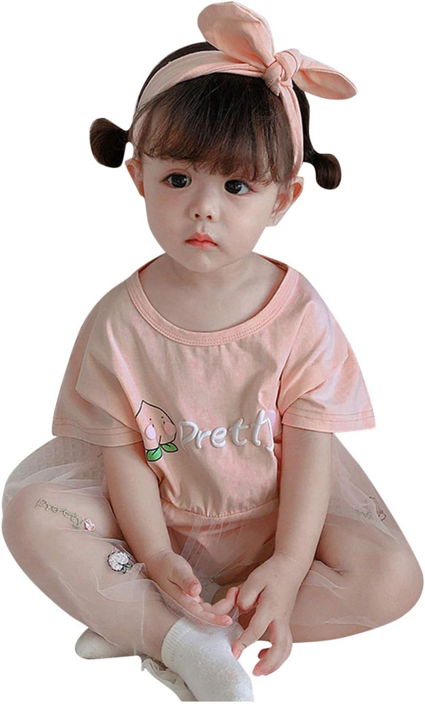 Deodehi 幼児の女の赤ちゃんの手紙ピーチプリントチュールロンパースボディスーツ ヘッドバンド パジャマ ナイトガウン ガウン トップス パンツ ジャンプスーツ ロンパース カバーオール ワンピース 子供服 爬行服 歩行服 男の子 女の子 新生児 子供 冬用 七五三 夏 出産