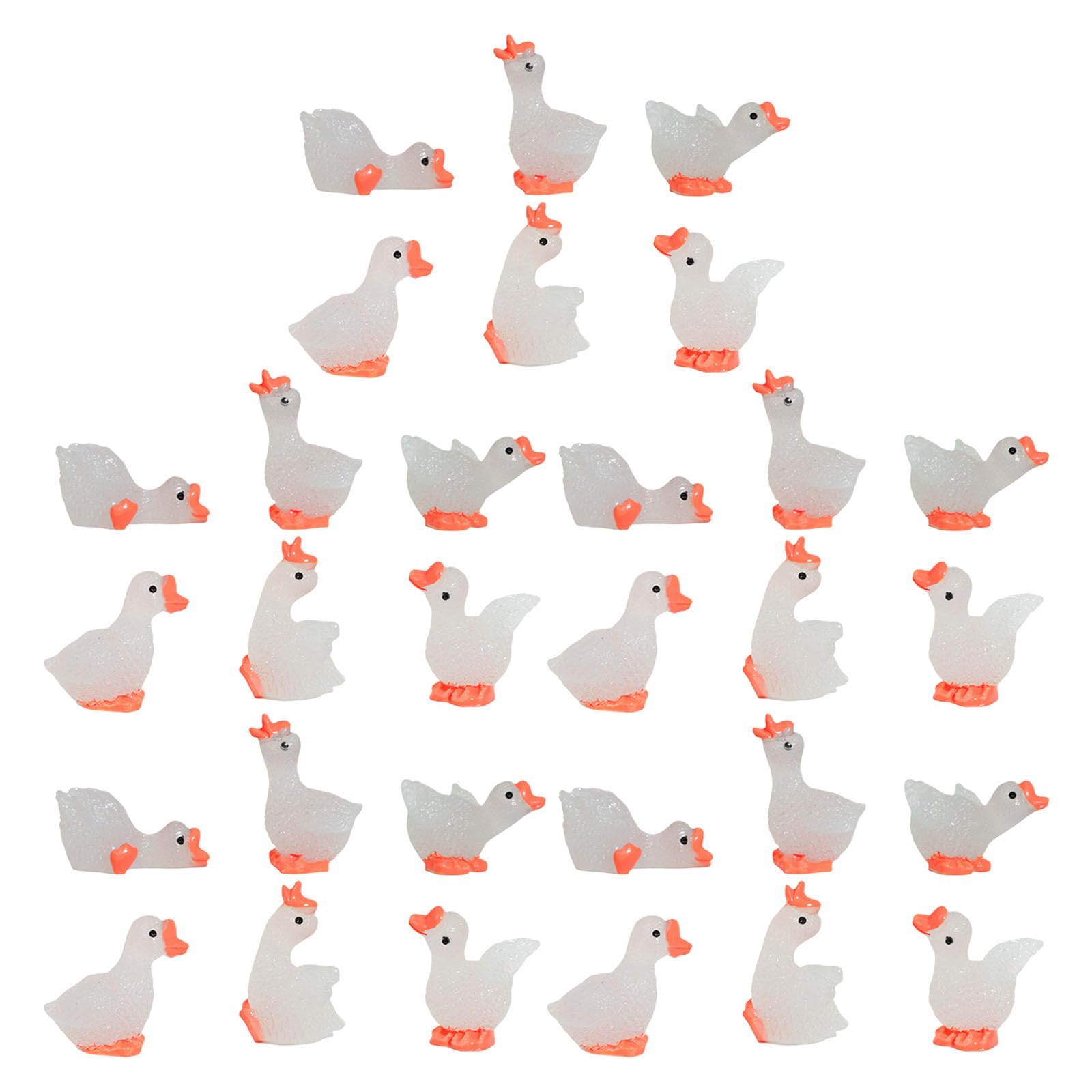 Kalttoy Dark 30Pcs Miniature Resin Geese Figurines With 6 Poses For Home Desk Decoration Noctilucence Animal Figure Landscape Props Home Desk Decoration