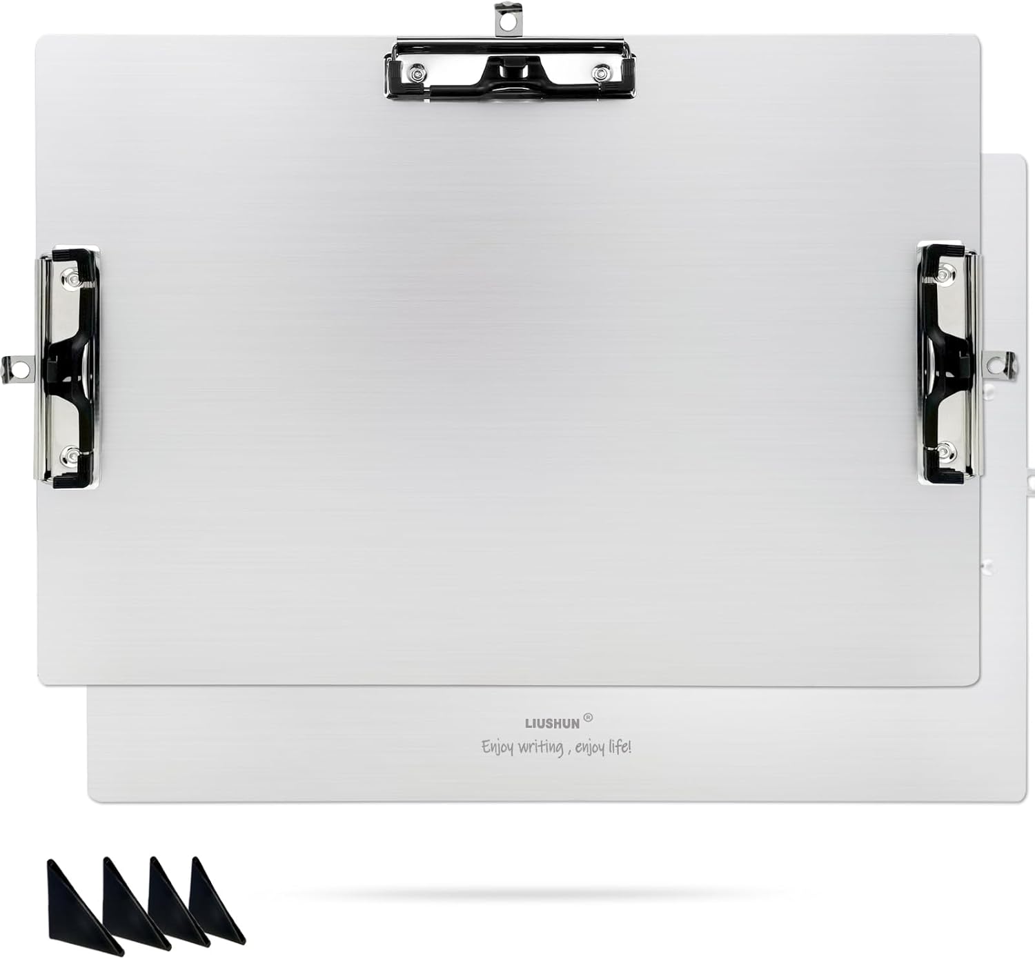 Aluminum 11x17 Clipboard A3 Metal Stainless Hangable Clipboards with 3 Clips Art Pen Holder Extra Large Clip Board for Business Medical Professionals Workshop (Silver, A3)
