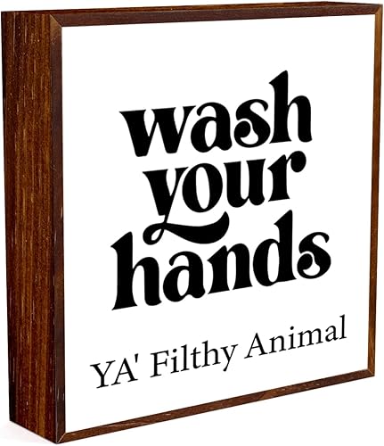 Miniatura 10 de Divertido letrero de baño, decoración de estante de baño, decoración de escritorio, caja de madera rústica, placa de madera para el hogar, oficina,