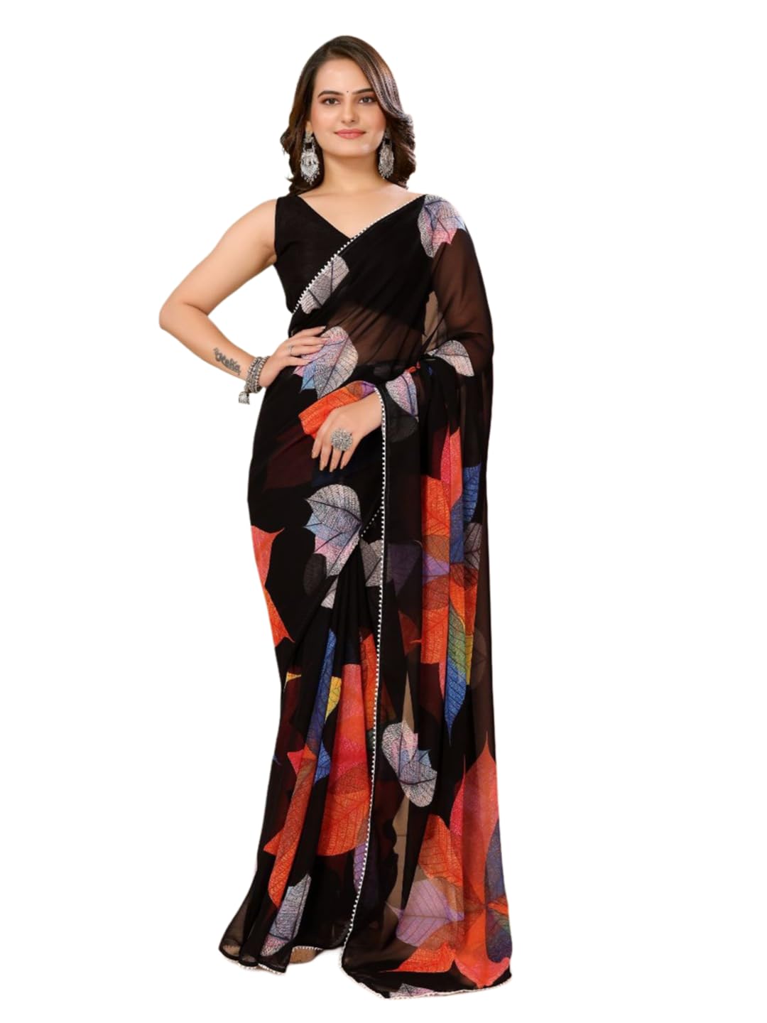 DIVUSReady to wear Pre draped Prestitched one min readymade Designer Parywear saree with Unstitch Blouse