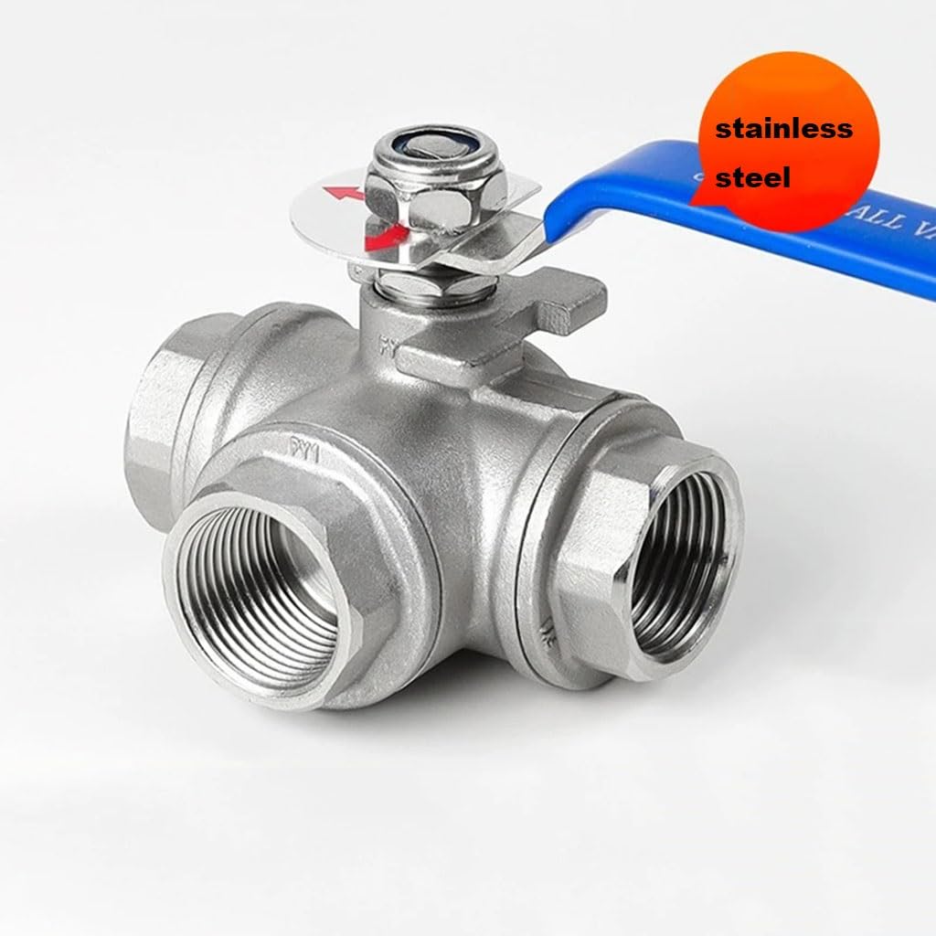Válvula de bola de acero inoxidable de 3 vías, tipo T, rosca hembra DN10, 1/4 a 2 pulgadas para líquidos y gases, duradera y fiable, 1 pieza