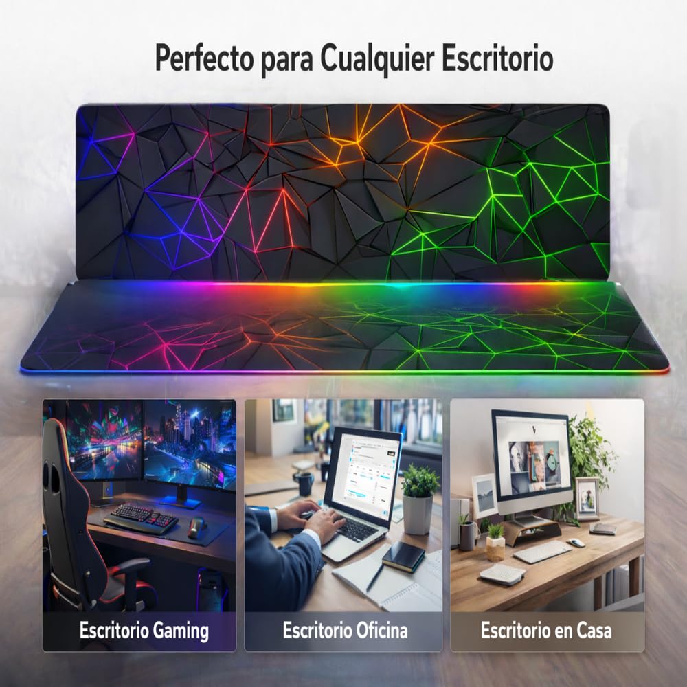 Alfombrilla de Escritorio Gaming XXL 900x400 mm | Tapete para Escritorio y Alfombrilla de Ratón Grande | Mouse Pad Gaming Antideslizante, Cubre Escritorio Ideal para Decoración Gamer y Oficina