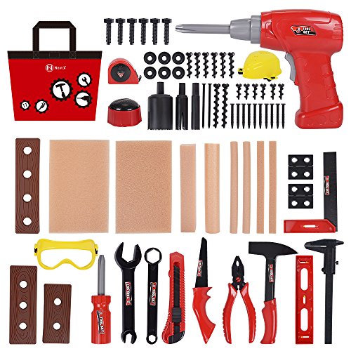 NextX Kids Tool Set 69 PCS Construction Toys Toolbox Fix It Learning Educational Play Tools for Child with Foam Wood - Thumbnail 6