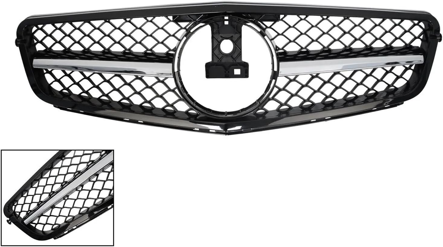 グロスブラック AMGスタイル フロントラジエーターグリル 07-14 Cクラス W204 C204用