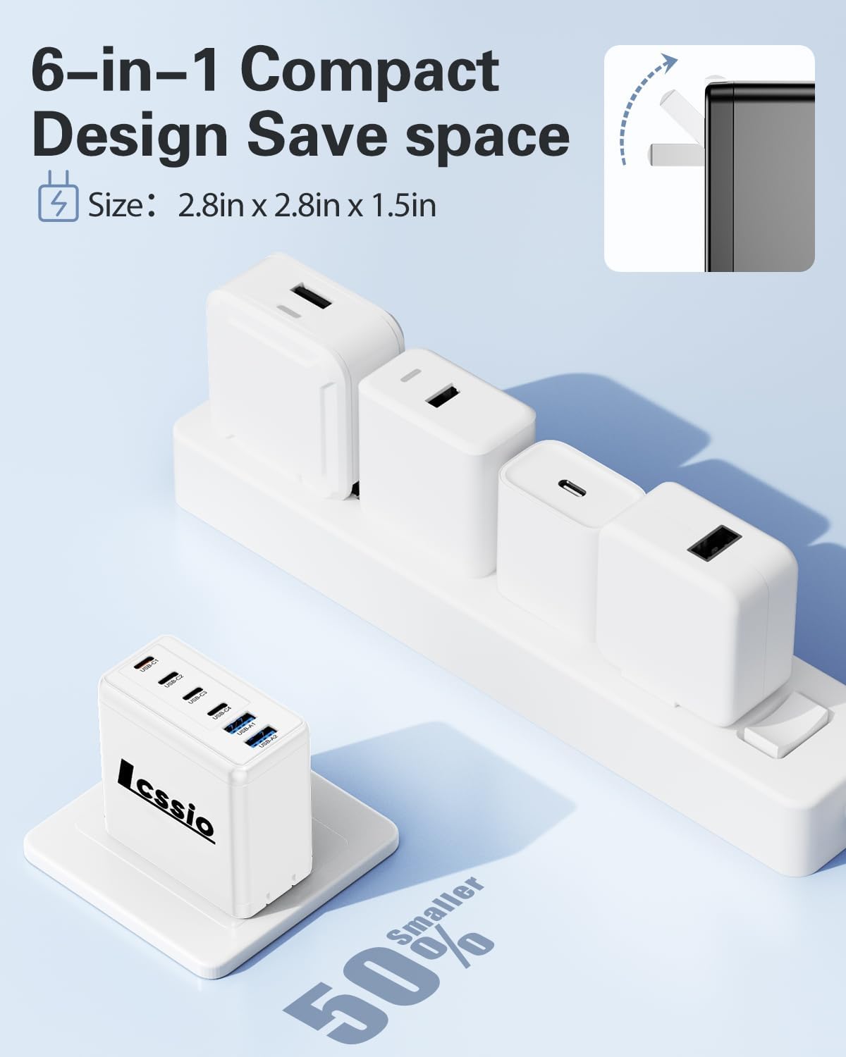 2 Pack 200W USB C Charger, Laptop Fast Charger, 6-Port Wall Charger Type C Charging Block Power Adapter for MacBook Pro, Dell XPS, iPhone 17, iPad, Tablet, Chromebook and More (White)