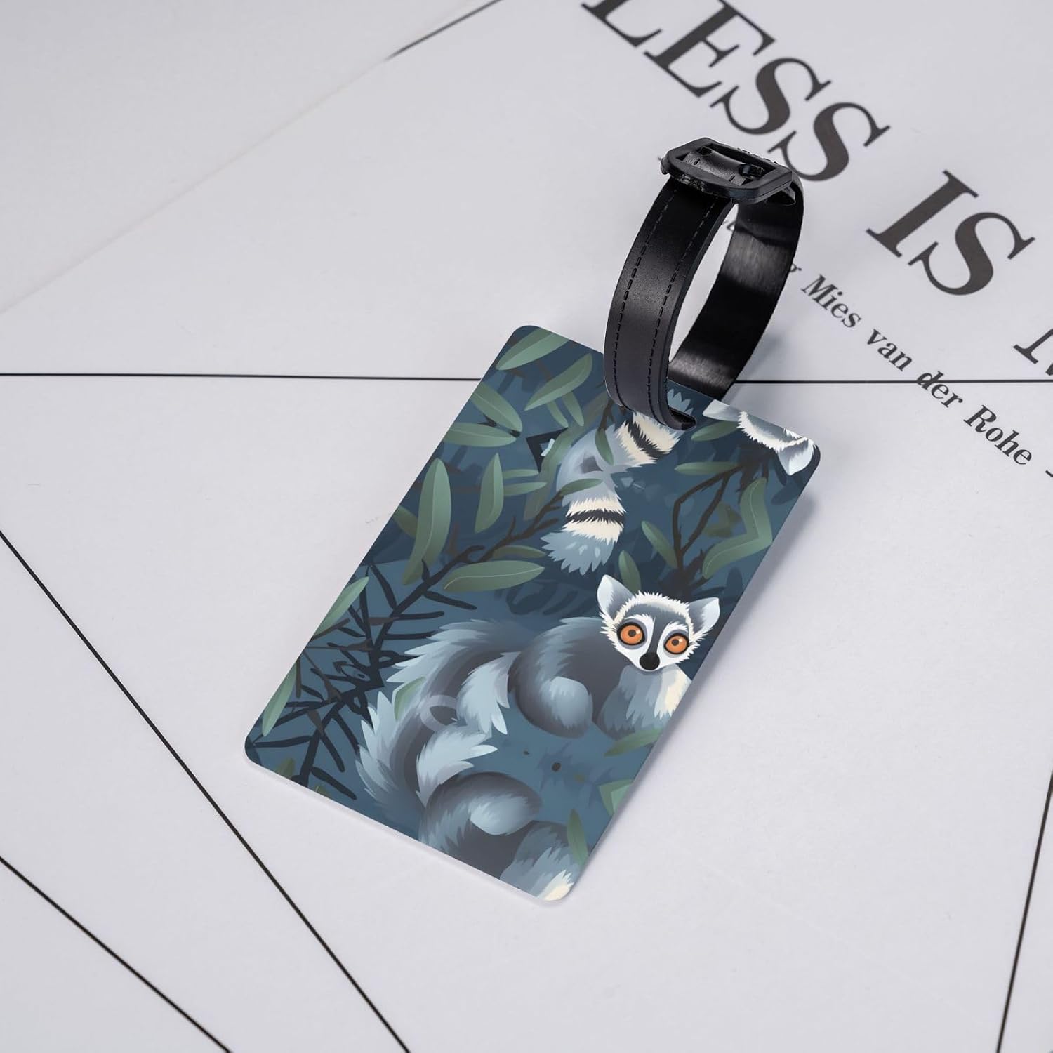 ringtailed Lemur Prints Luggage Tag with Detachable Wristband - Travel Hook for Convenient Identification - Lightweight & Personalized Business Card Size image 5