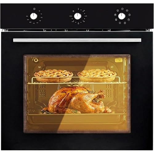 24 Inch Single Wall Oven, 2.5 Cu.ft Built-in Convection Oven with 8 Cooking Modes & Mechanical Knob Control for Home Kitchen, Apartment, 3000W, Stainless Steel