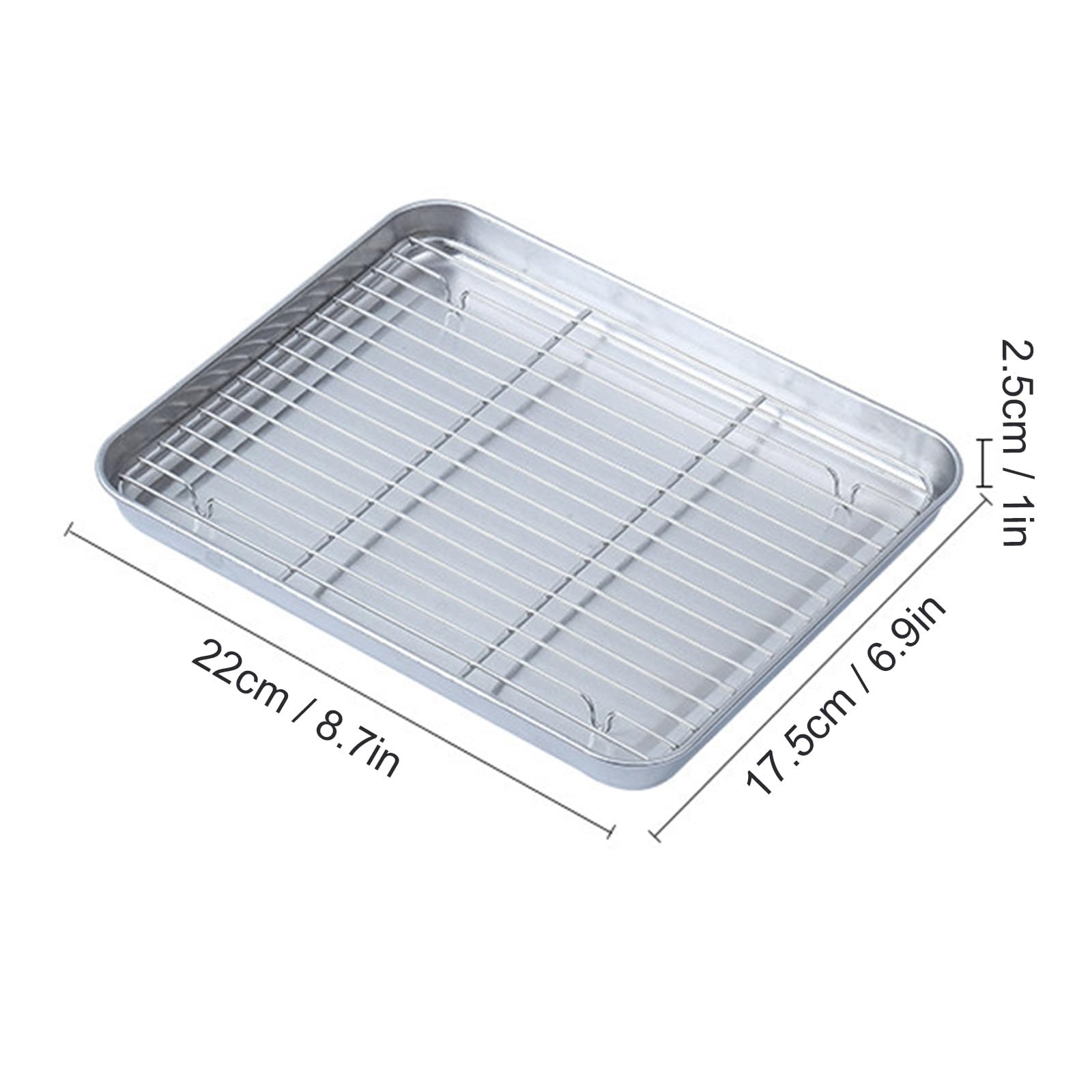 Bandejas de acero inoxidable para hornear con rejilla de alambre, perfectas para drenar aceite, cocinar albóndigas al vapor y descongelar mariscos, bandeja de metal duradera para cocinar de forma
