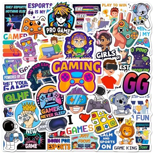 200PCS Gaming Stickers, Esports Sticker for Boys Kids Teens, Cool Gamer Decals for Water Bottle Laptop Gamepad, Vinyl Video Game Decal for Party Favors