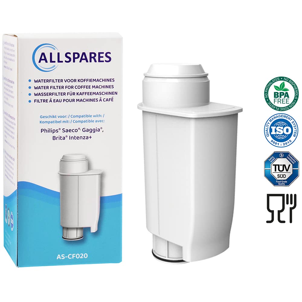 AllSpares Lot de 8 filtres à eau pour machines à café Philips/Saeco - Filtre de rechange pour BRITA Intenza+ et Philips/Saeco CA6702