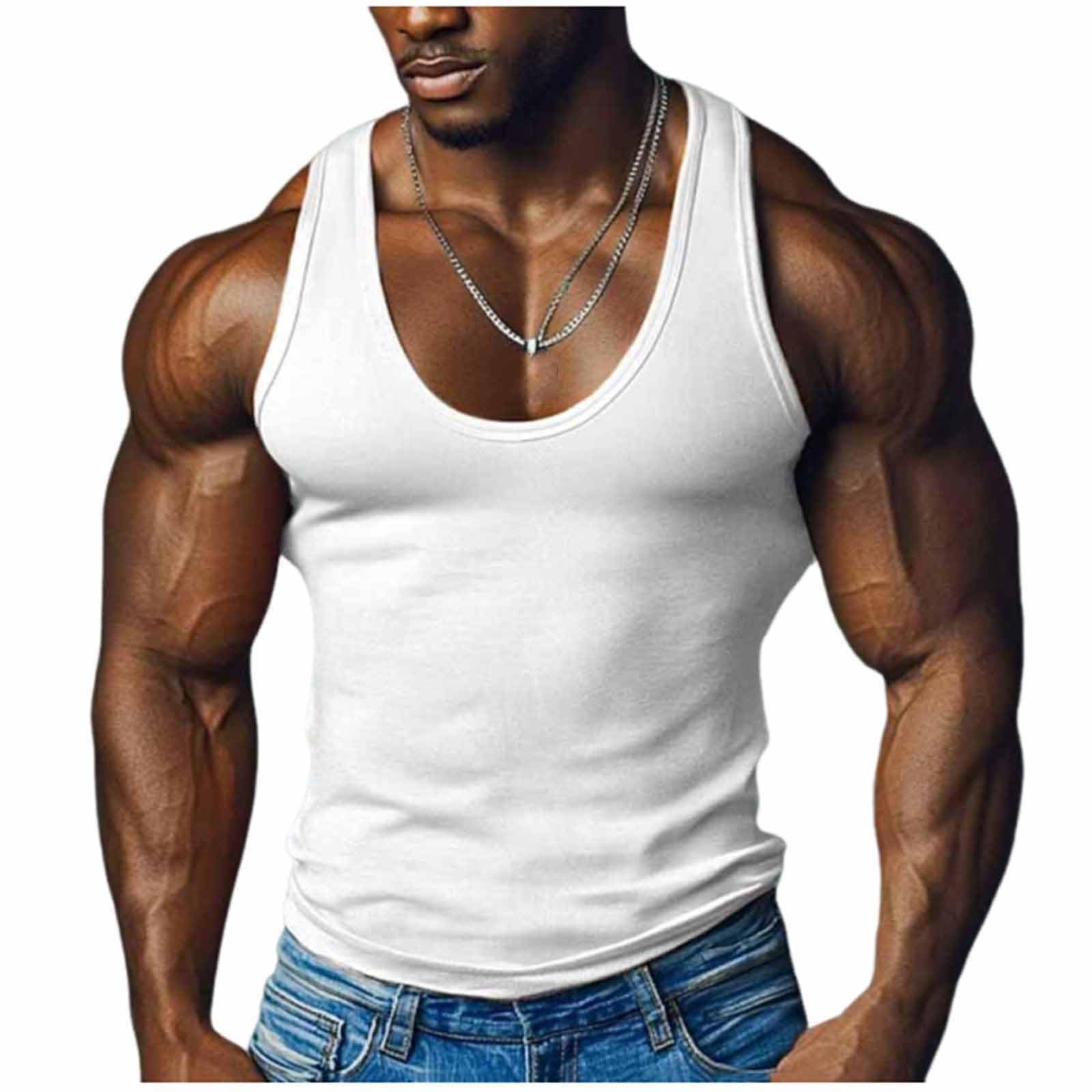 Aopir Men's #G09-White Workout Tank Tops Slimming Body Shaper Vest Sleeveless Muscle Shirts Abs Abdo Tummy Control Undershirts