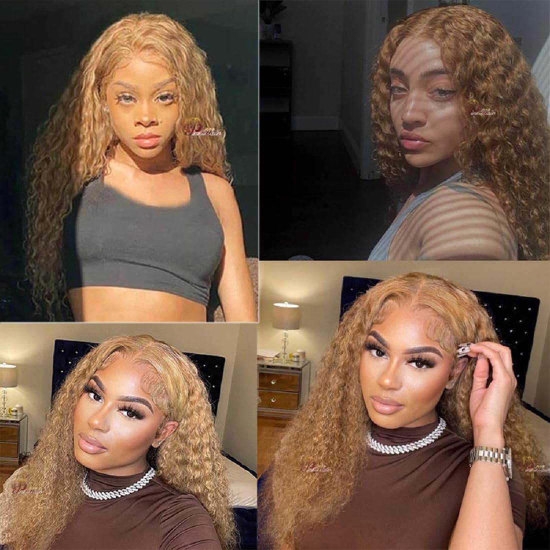 Water Wave Human Hair Bundles Echthaar Tressen Bündel Honey Blonde #27 Color Menschliches Haar Human Hair Extensions Double Weft Weave 50g/Piece 26 28 30 Zoll