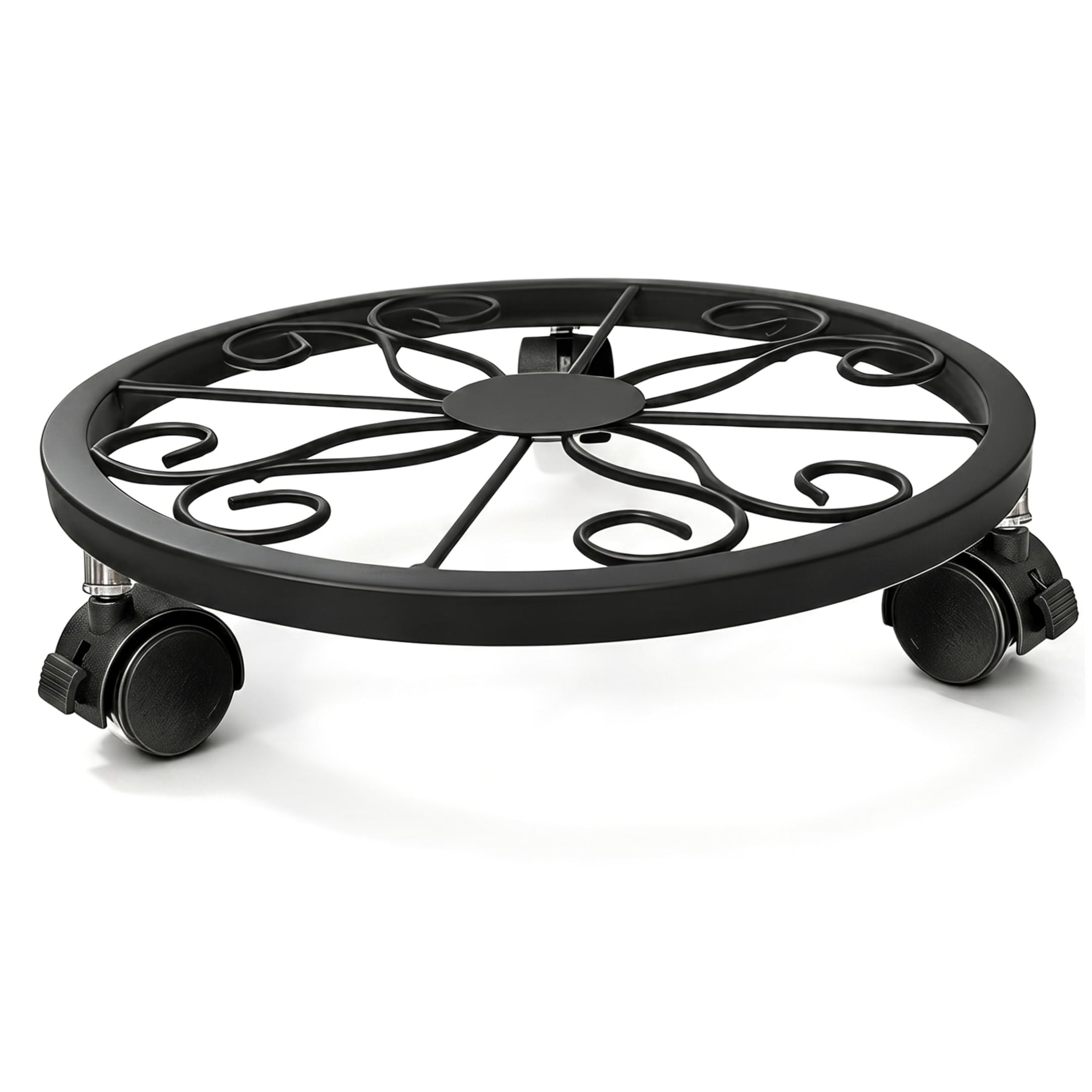Bonalake Plant Stand with Wheels, 12.6 Inch Rolling Plant Stand with Wheels, 360° Swivel Casters Heavy-Duty Iron Rolling Caddy, Black Metal with Rollers with