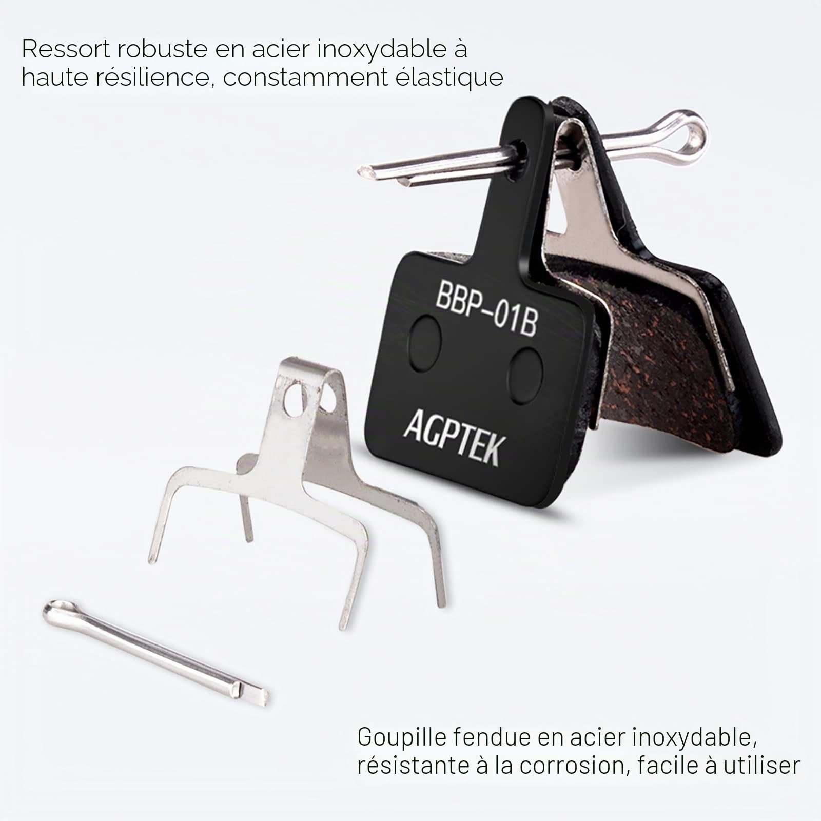 AGPTEK 4 Paires Plaquettes de Frein Vélo à Disque, Bicyclette Patins de Frein Semi-Métalliques pour Shimano TRP Tektro Deore M575 M525 M515 T675 M505 B01S C501 M495 M486 M485