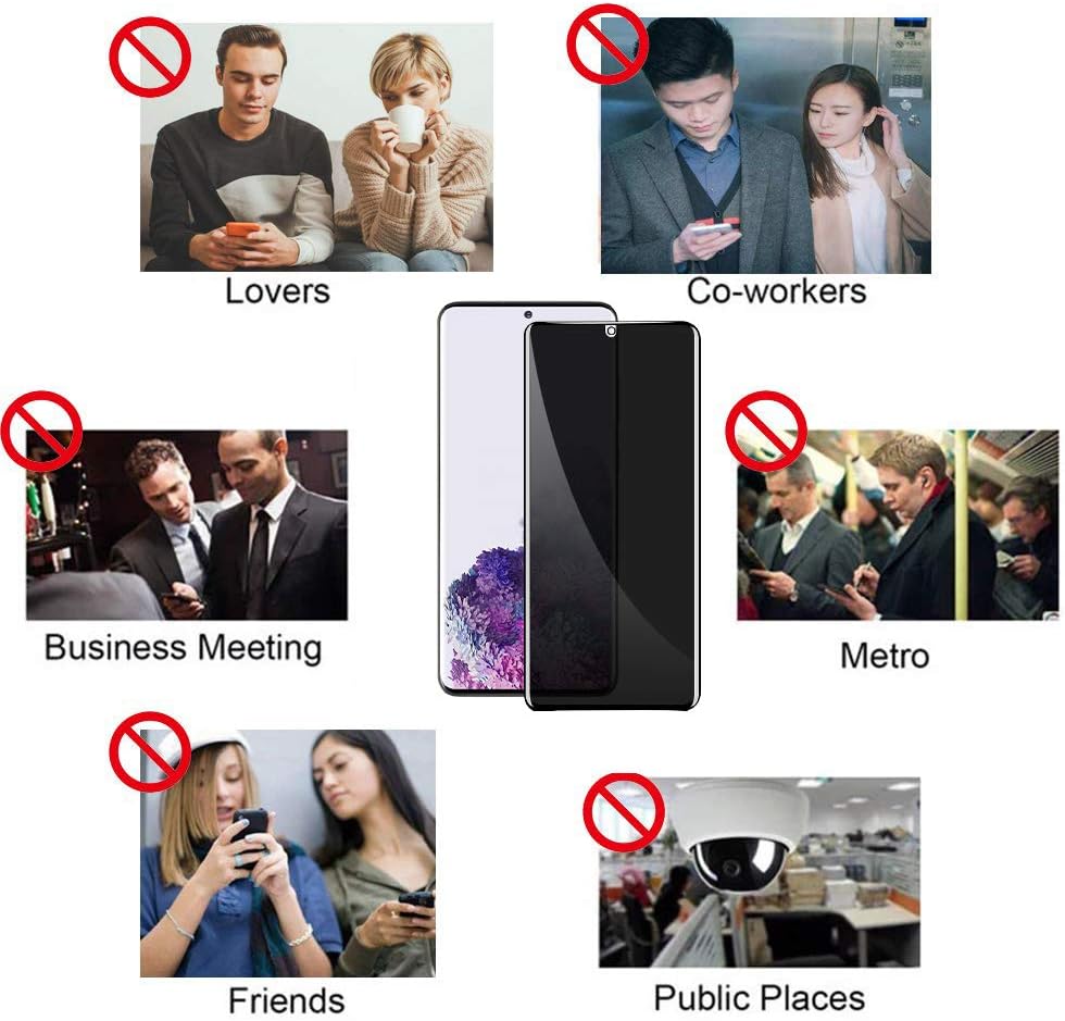 [2 Pack] LYWHL for Samsung Galaxy S20 Ultra Privacy Screen Protector Anti-Spy, 9H Tempered Glass Black Film for Galaxy S20 Ultra 6.9", Case Friendly [Don’t Support Fingerprint Unlock]