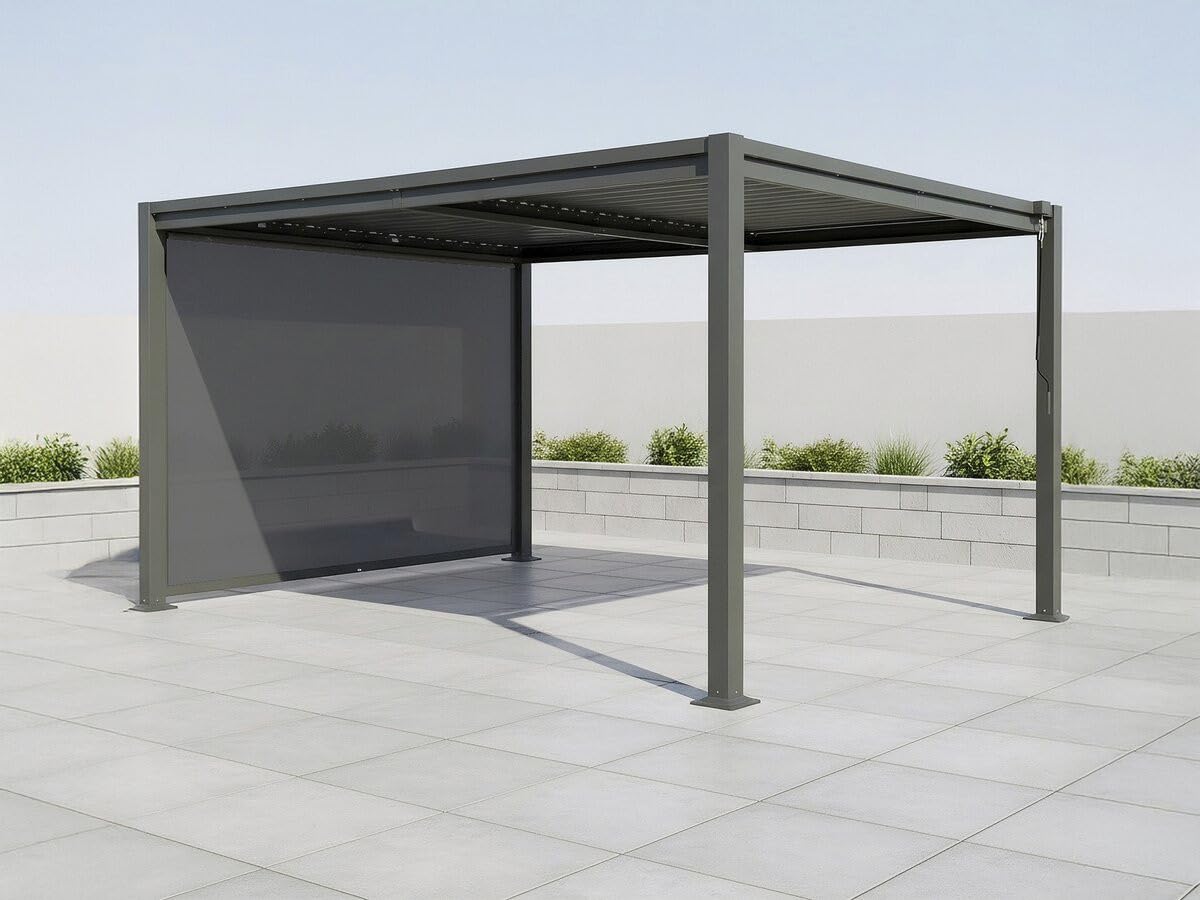 Pergola bioclimatique avec Store en Acier galvanisé Howard - 3 x 4 m - Gris
