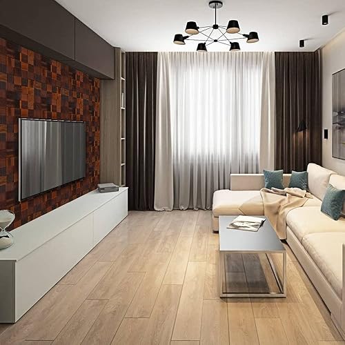 Miniatura 6 de Alenor Tessera - Paneles de pared de madera áspera 3D marrón, tablones de 5.80 pies cuadrados, juego de paneles de madera natural recuperada, ajuste
