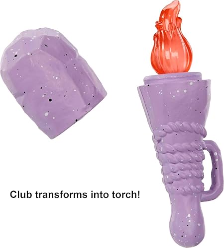 Miniatura 3 de Mattel, Muñeca Emberly Cave Club - Muñeca de 8 a 10 pulgadas, con cabello rosa, muñeca prehistórica con dinosaurio y accesorios, regalo para niñas