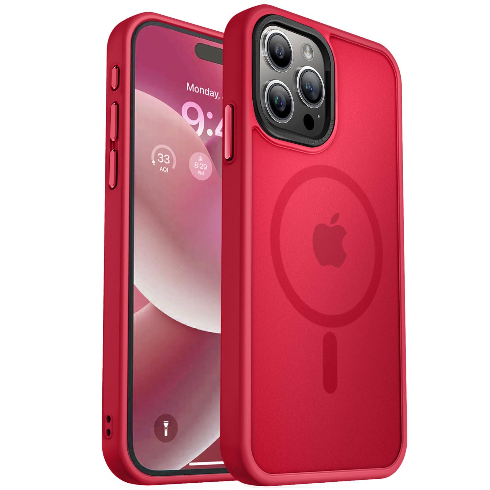 MOCCA Magnetic Shockproof for iPhone 15 Pro Max Case,Red
