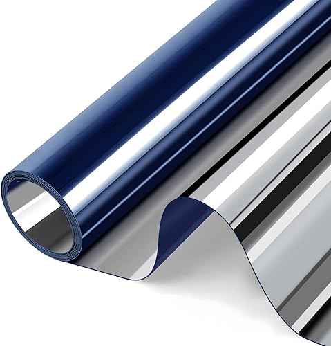 KORKIE Espejo de película unidireccional para ventana, privacidad diurna, adherencia estática, calor, reflectante, UV, lámina de tinte para ventana,