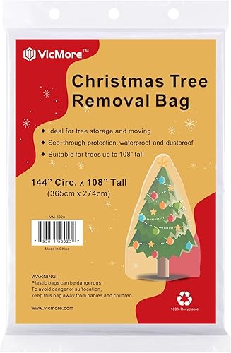 Miniatura 7 de VICMORE - Bolsa de eliminación de árboles de Navidad sin complicaciones, de 9 x 6 pies, color blanco, polietileno para una fácil limpieza, duradera