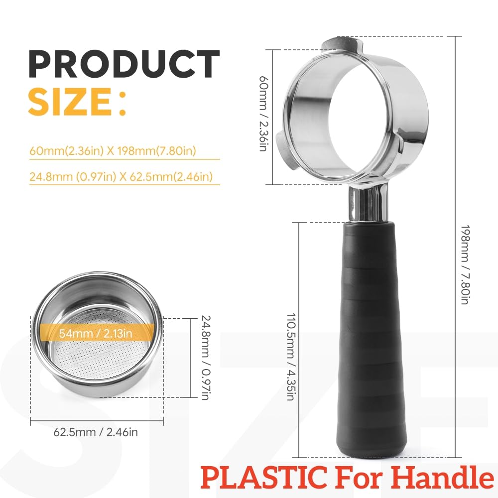 Portafiltro senza fondo da 54 mm per macchina da caffè espresso Breville Barista Express, BENFUCHEN Bottomless Naked Portafilter compatibile con Breville BES870/BES878/BES875/BES880, cestello filtro