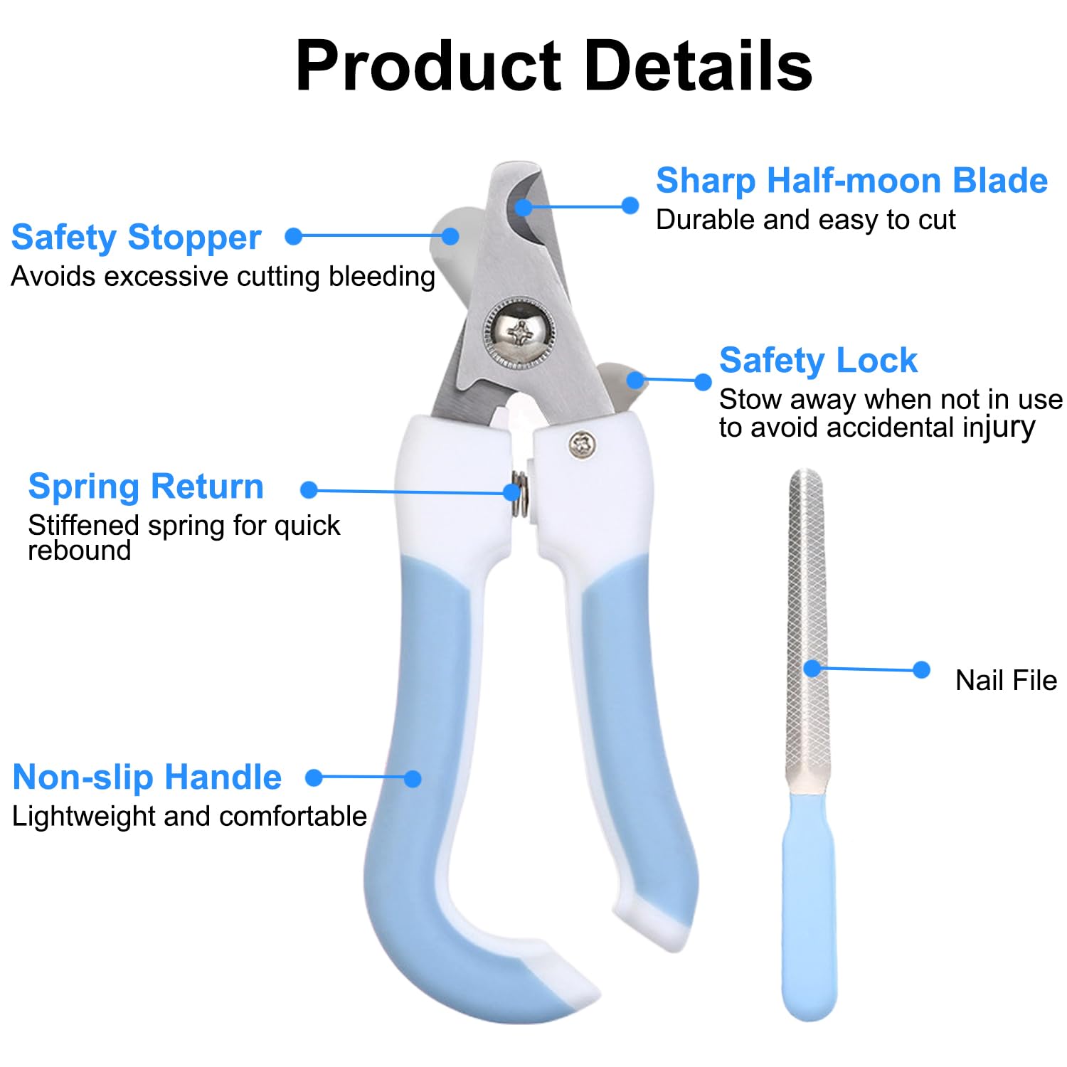 JOOTUEPO Cat Nail Clippers Professional Pet Nail Trimmers for Cat, Small Breed Dog, Rabbit and Small Animal, with Safety Guard to Avoid Overcutting - With Nail File - Image 3