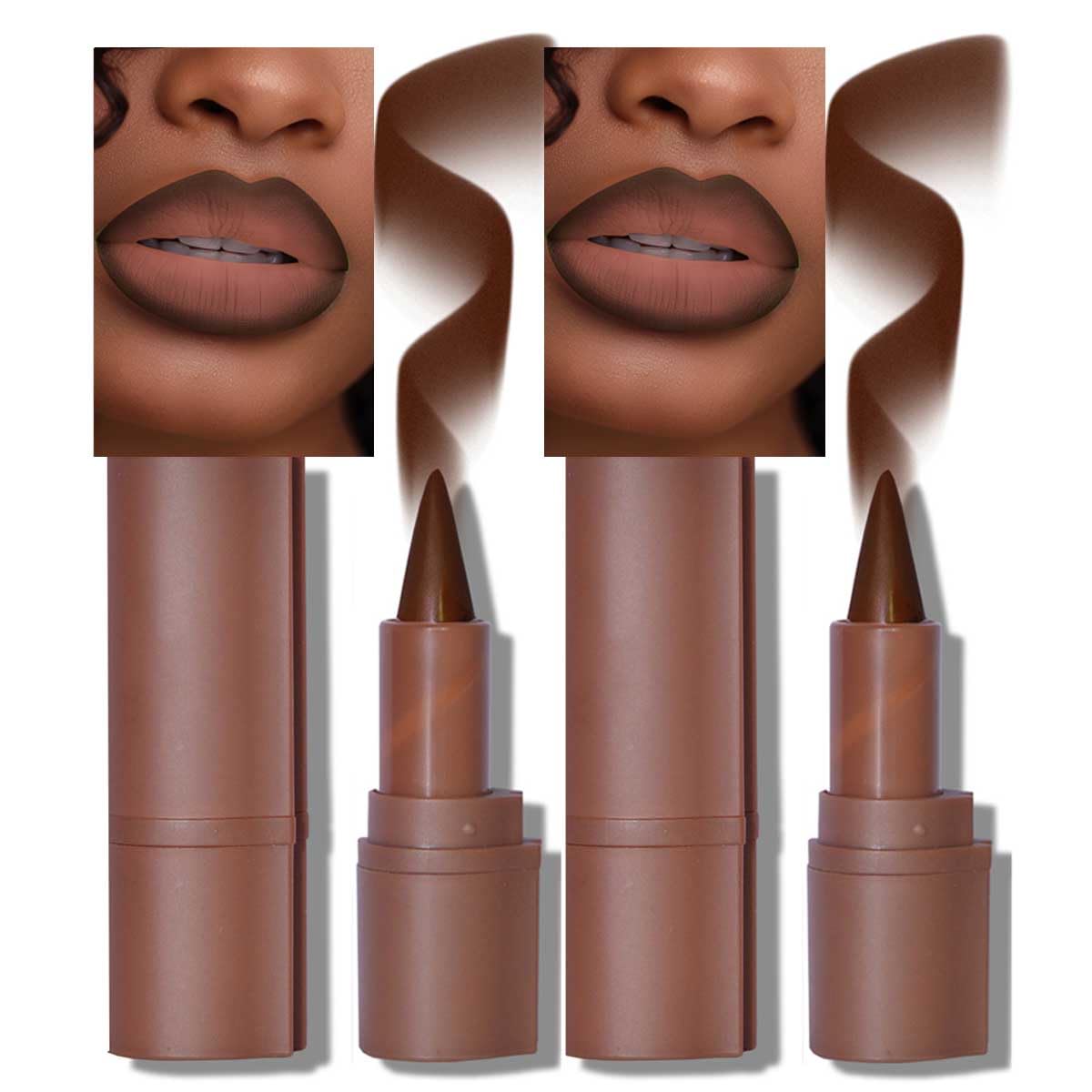 2Pcs 2-in-1 Gradient Lip Liner and Lipstick Lip Combo Set – Achieve Flawless Contour and Gradual Ombre Effect with Easy-to-Use Crayon Form and Cone Tip (2Pcs 06# Coffee Bean)