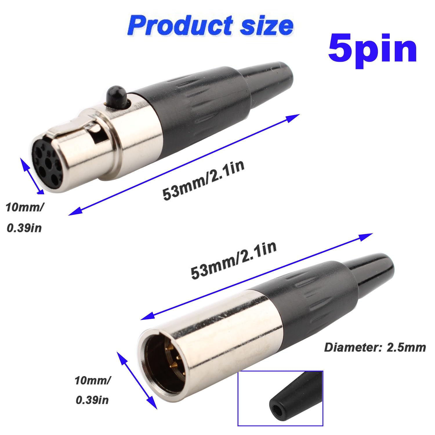 RUNCCI-YUN 4PCS Mini 5Pin XLR Solder Connector, XLR Mic Plug,Microphone Audio Socket - Image 2