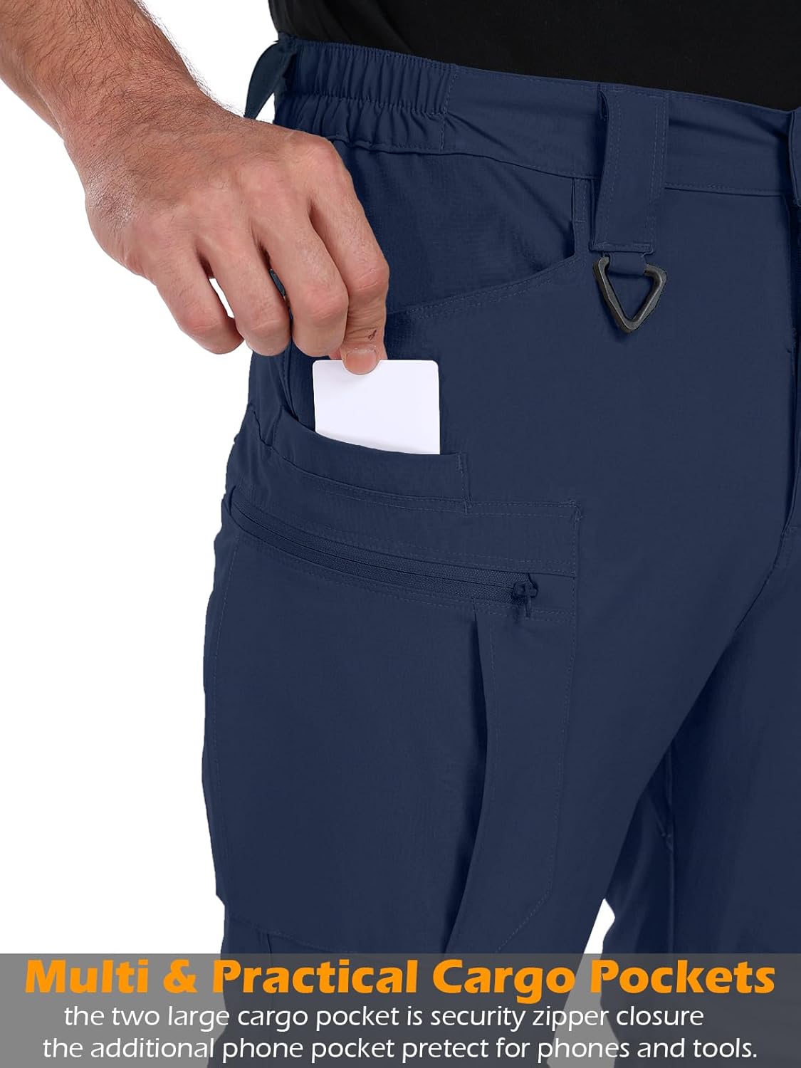 NAVEKULL Men's Convertible Hiking Pants Lightweight Quick Dry Zip Off Outdoor Fishing Tactical Cargo Pants with Roll-Up Legs - Image 3