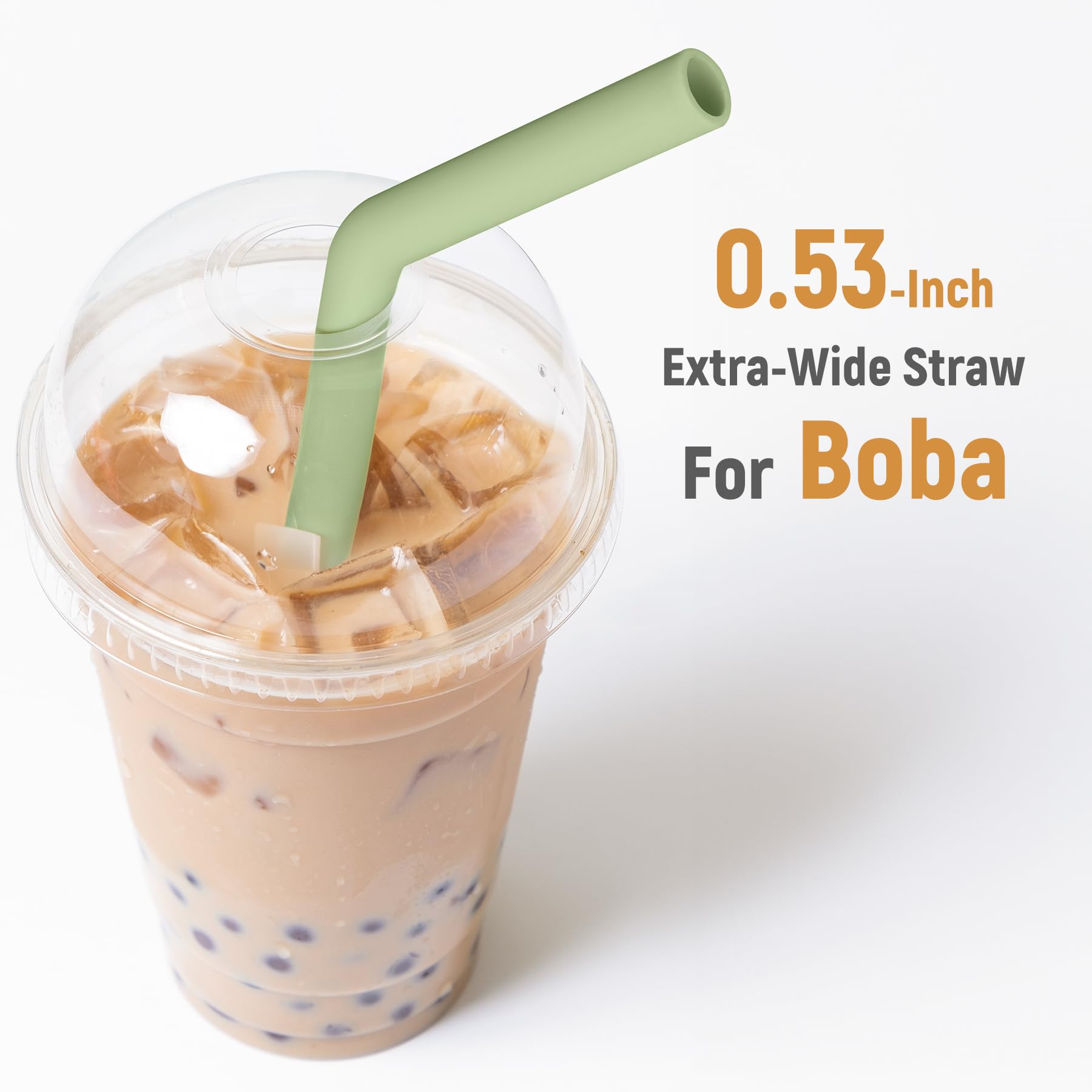 NiHome 6PCS Extra Wide Reusable Bent Silicone Straws for Boba Smoothies, Bubble Tea - Image 4