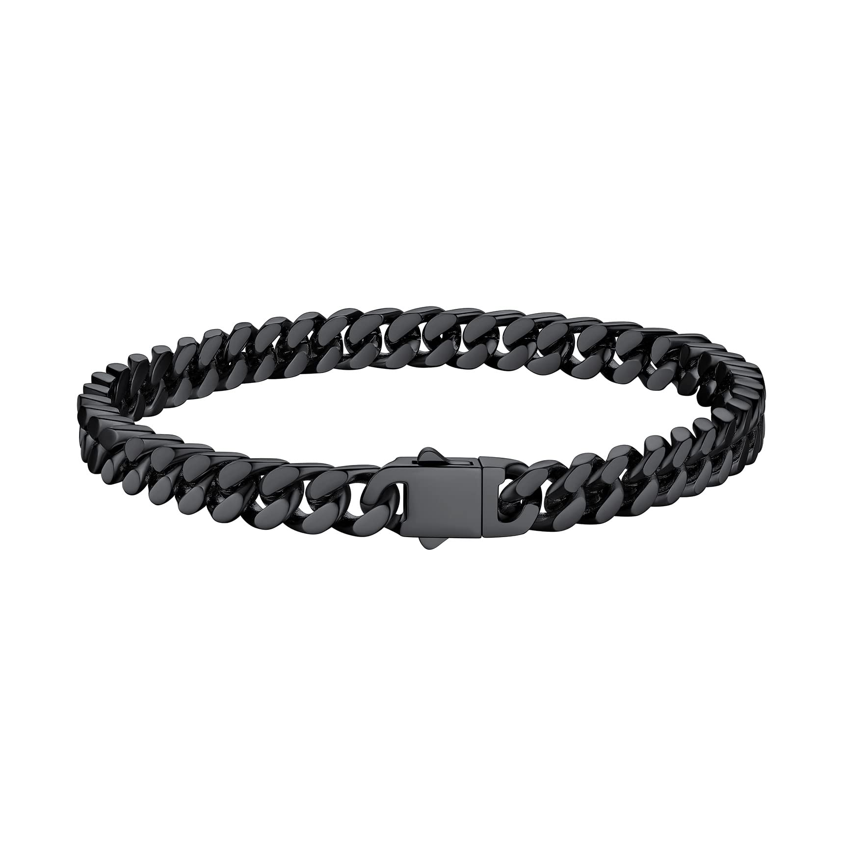 Bestyle 5mm Panzerkette Armband Herren Schwarz Cuban Armbänder Edelstahl breits massives kubanisches Armkette Hip Hop Bracelet 23cm lang Geschenk für Männer Jungen Damen