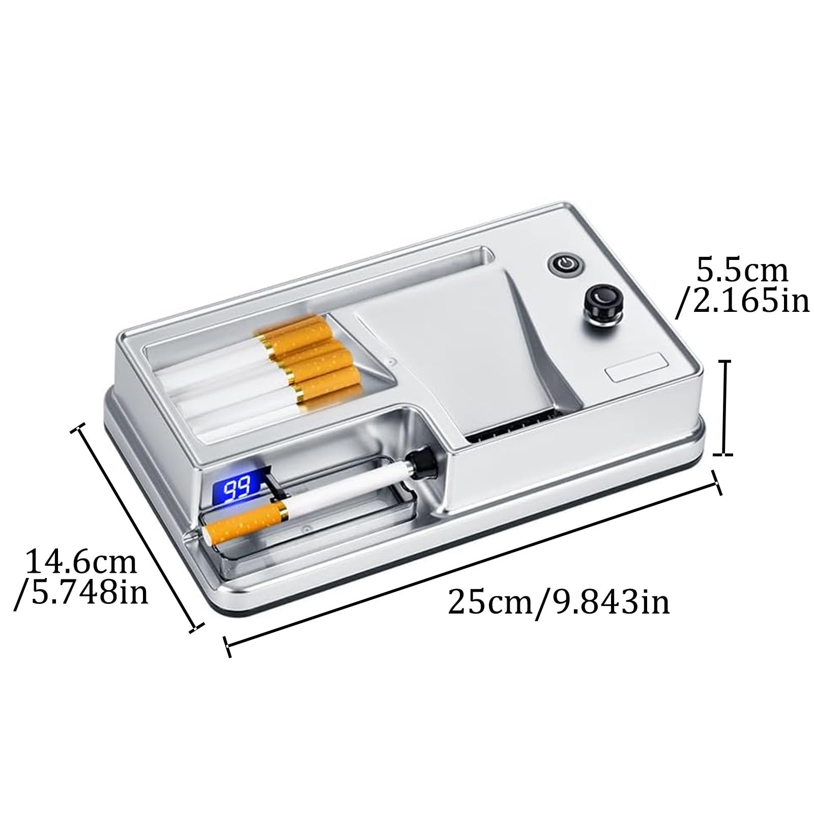 8 mm/6.5 mm Automatico Della Sigaretta Del Rullo Del Tabacco Delle Macchine di Riempimento Della,Macchinetta Elettrica Automatica per Sigarette,Schermo Illuminato a LED, Adatto per Fumat(Color:Bianco)