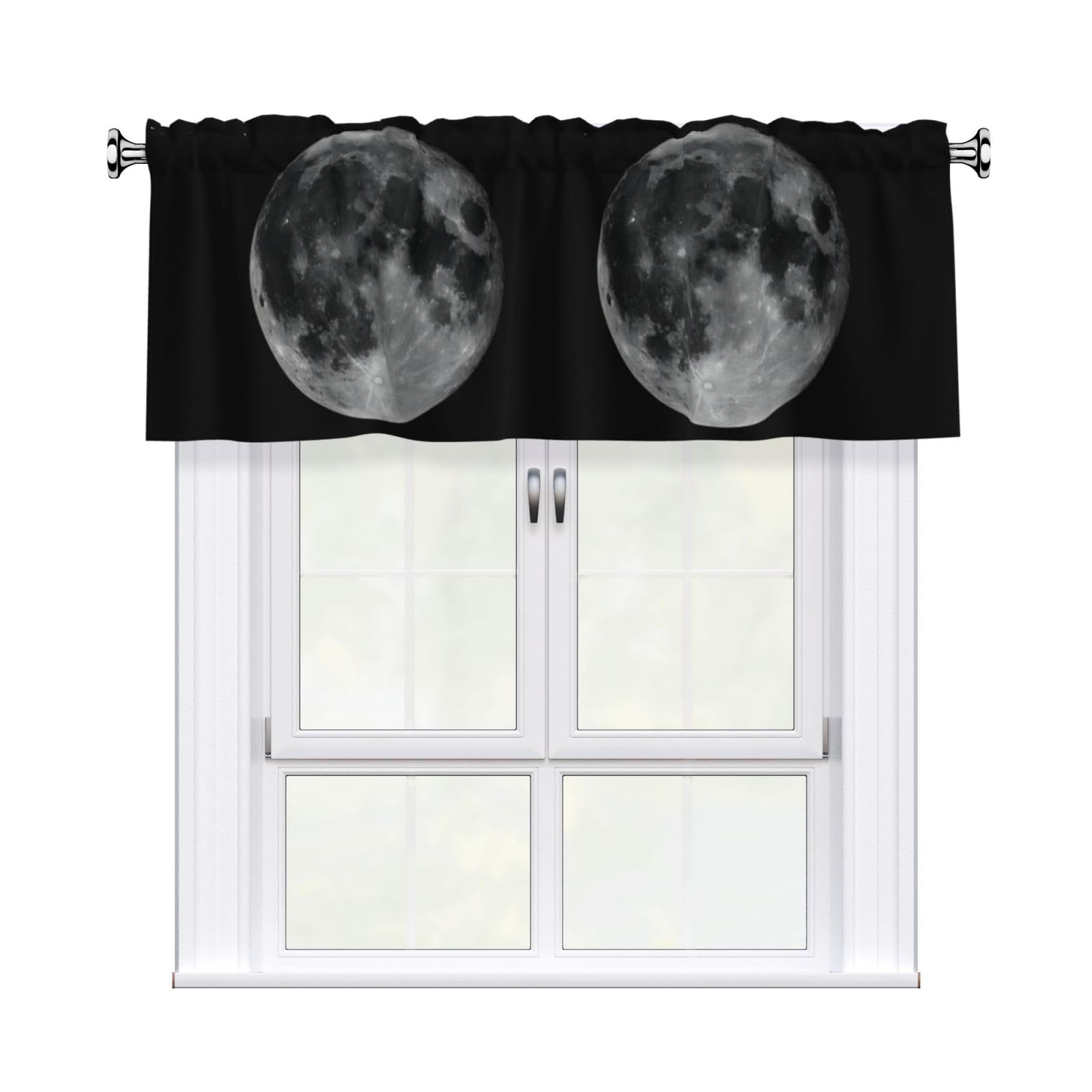 YYHHAOFA Moon Prints Durable Kitchen Window Layer – 54x18 Inch 100% Polyester Valance with Precision Construction