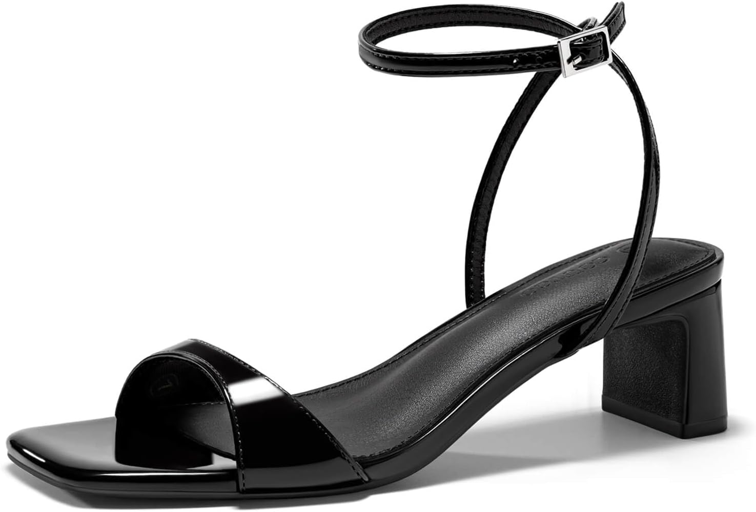 Coutgo Womens Chunky Low Heel Sandals Open Square Toe Ankle Strap Wedding Prom Dressy Shoes