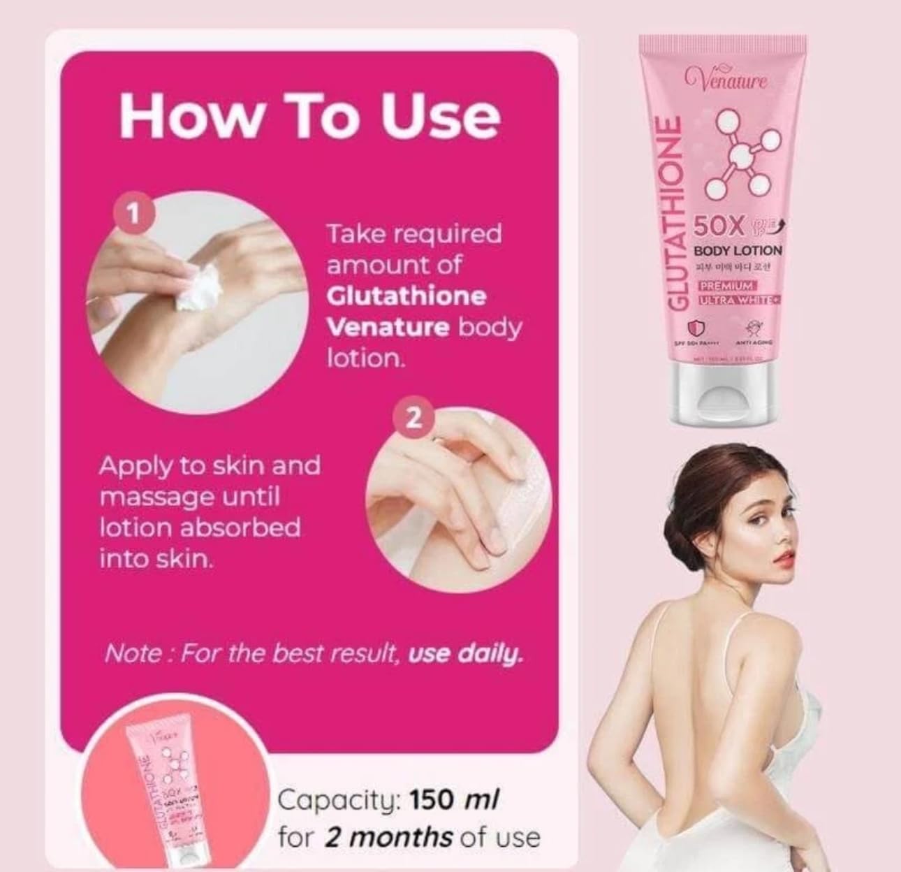 Amazon.com : Venature Glutathione 50x Tone Up Body Lotion