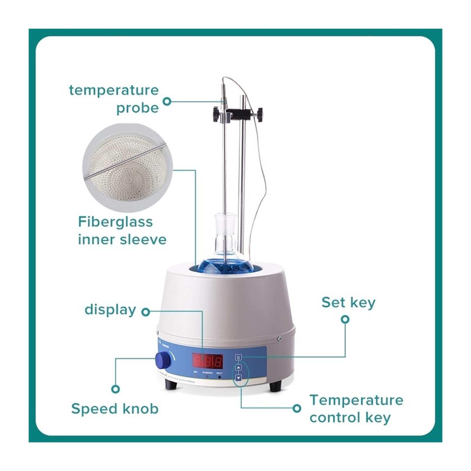 Equipo De Laboratorio Magnético Del Agitador De La Capa De Calefacción Eléctrica De Digitaces Con El Regulador Termal Remueve Con Fuerza(500ml)