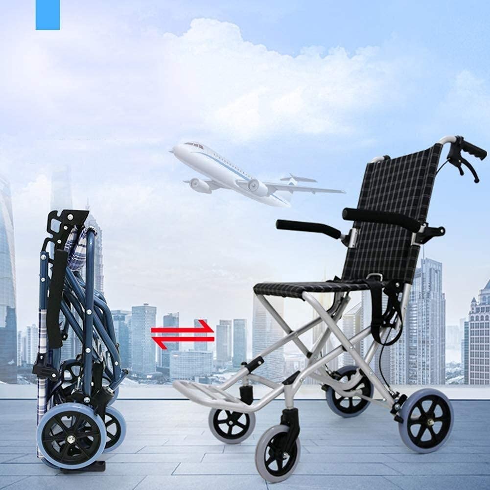 Sillas de Ruedas Silla de Ruedas Plegable Portátil, Silla de Ruedas Ligera Autopropulsada Aluminio/B