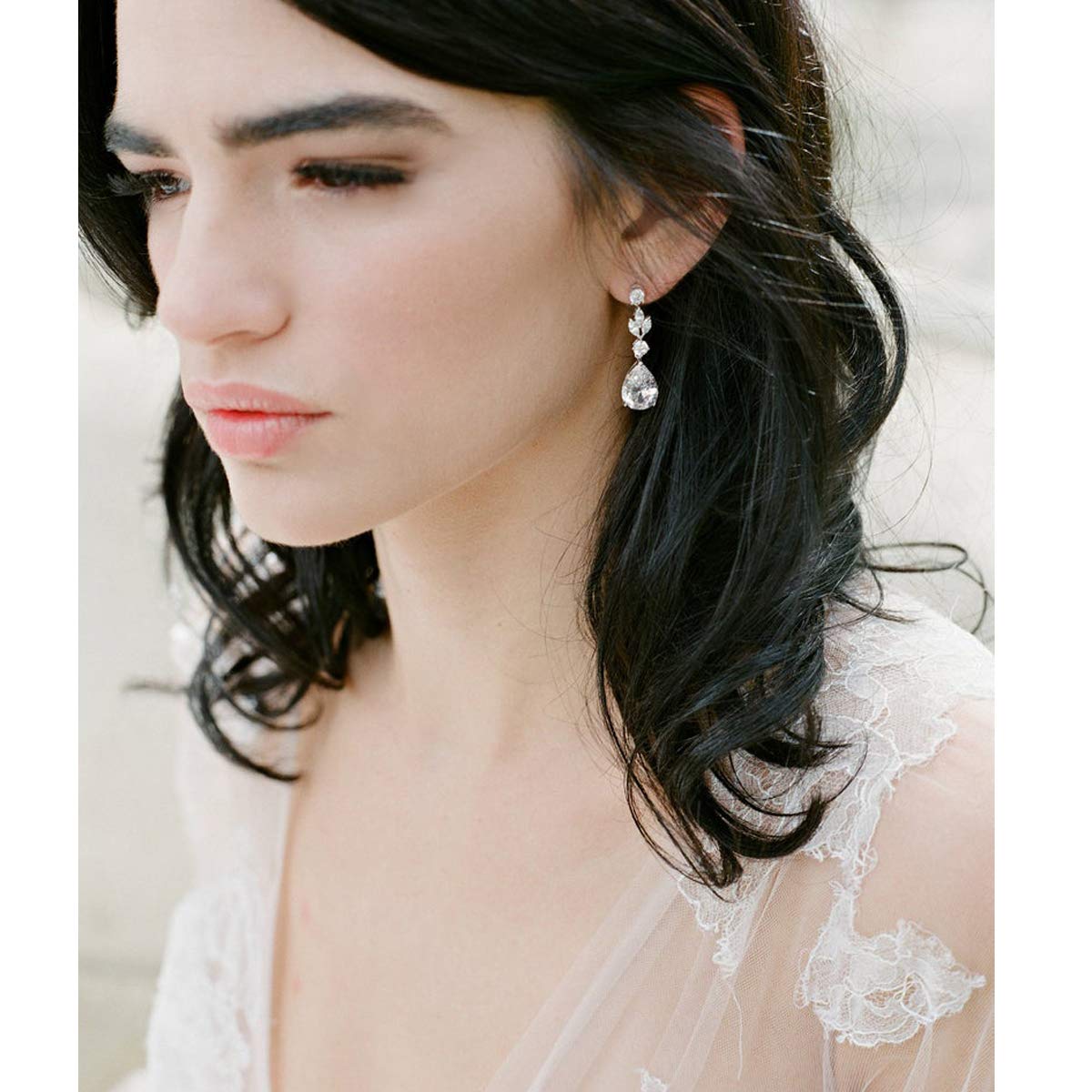 Bijoux Parure Collier et Boucles d'oreilles Fleur Feuille Pendentif Goutte d'eau Parures de Mariage Soirée