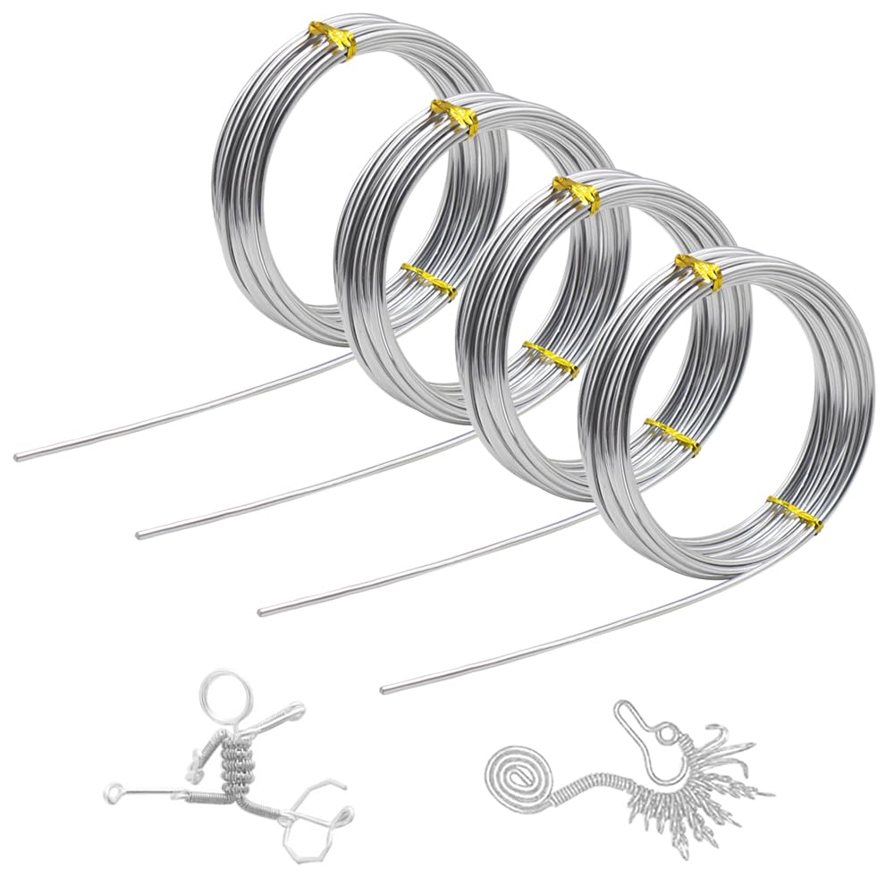 GYSRXS 4 Rolle Basteldraht Ø 3mm Flexibler & Biegsamer Draht für Schmuck Aluminiumdraht Silber Modellierdraht zum Herstellung von Schmuckmodellen,Floristik,Drahtskulpturen(5m/Rolle)