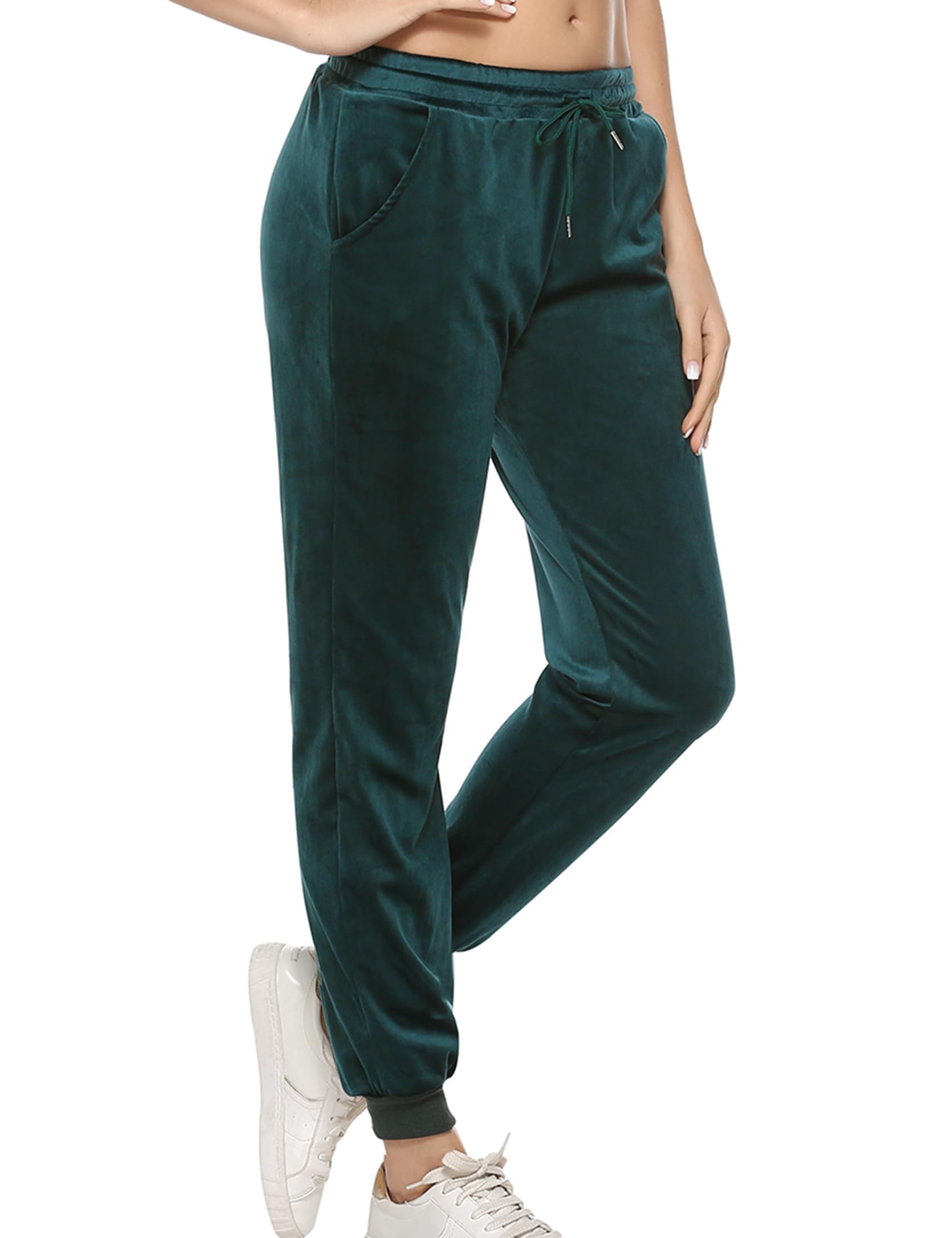 Aottori Pantaloni Velluto Donna Pantaloni Ciniglia Invernale Pantaloni Tuta Velvet Pantaloni Sportivo Jogger Pantaloni Pigiama Comodo con Tasche e Coulisse per Casa Jogging Fitness Yoga
