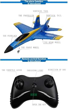 Mini RC Airplane Raptor Model F22 F-22 F16 Fighting Falcon Su 35 Sukhoi Su-35 F/A-18C Hornet Blue Angels Radio Remote Control Jet Fighter Kids Toys Beginner RC Glider (F/A-18C Hornet Blue Angels)