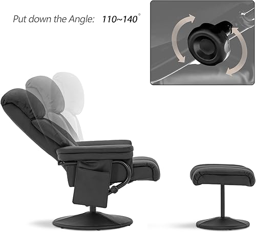 Miniatura 41 de MCombo Silla reclinable giratoria con otomana, silla de TV con masaje por vibración, ideal para RV espacio pequeño, sala de estar y dormitorio 4539