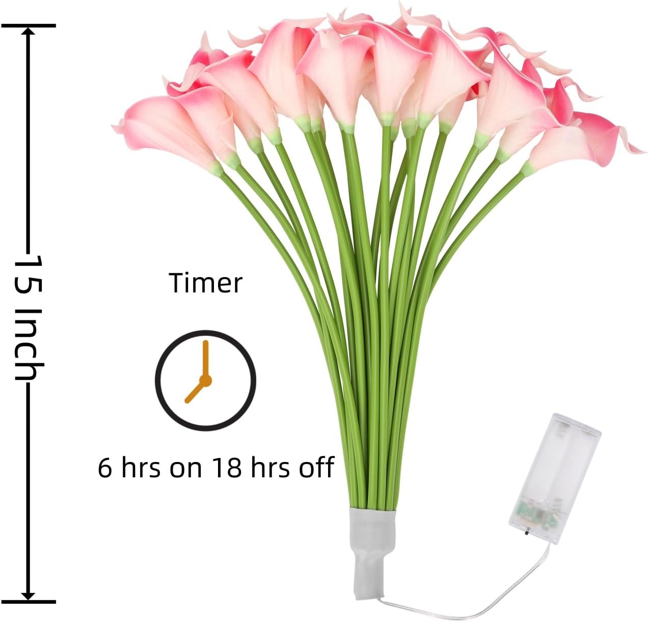 20pcs Lighted Artificial Calla Lily Bouquet Lamp Faux Floarl Night Light Real Touch Flower Night Lamp LED Calla Lily lighted Artificial Flower for Holiday Gifts Home Kitchen Decor(Pink, No Vase)