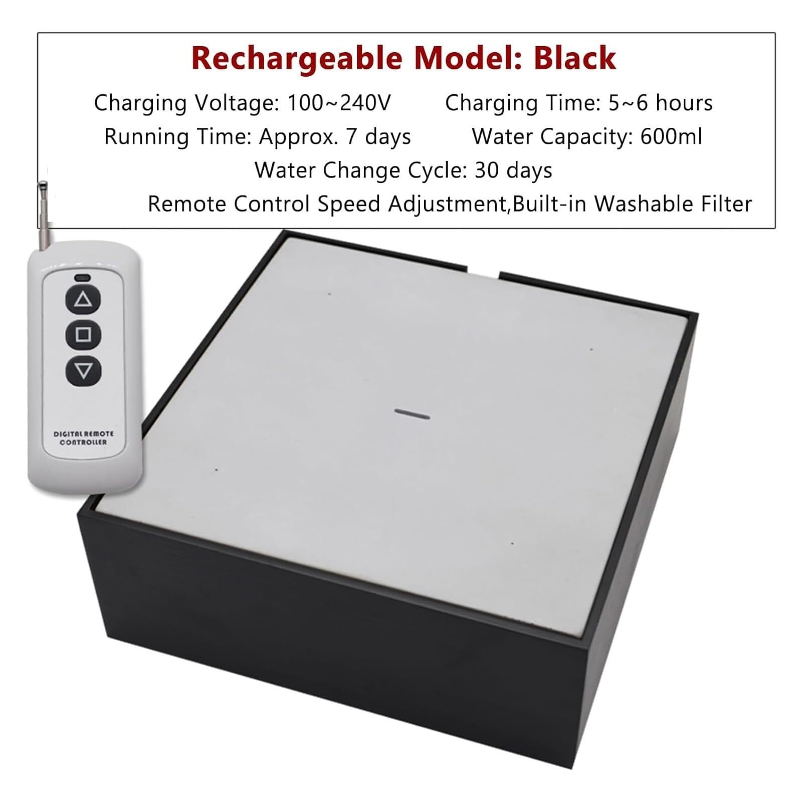 Generisch Automatisches Wassertropfen-Katzenspielzeug, Einstellbarer Durchfluss, 600ml Wassertank, Eingebauter Abnehmbarer Waschbarer Filter, für Katzenentspannung Stressabbau(Black,Plug in)