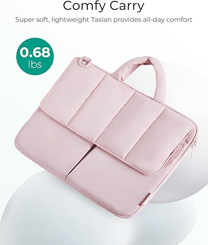 Miniatura 4 de BAGSMART Funda para laptop de 15 a 16 pulgadas, bolsa acolchada ligera para laptop con correa para MacBook AirPro, resistente al agua, a prueba de