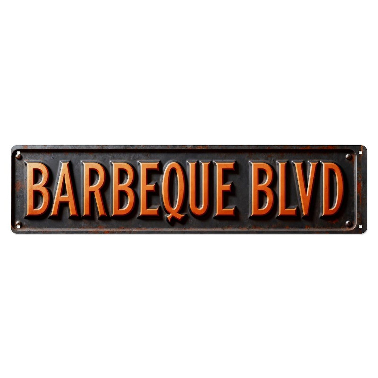 Barbeque Blvd Sign Pattern Metal Tin Sign Plaque